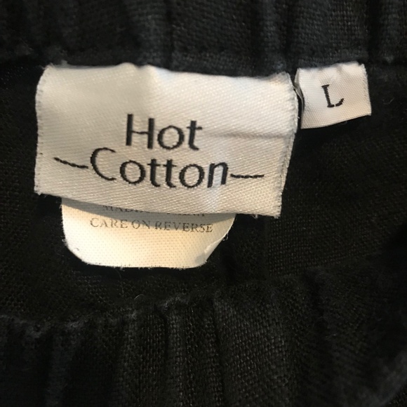 100% Linen Pants Loose Lagenlook Black sz LG Oversized Breathable Lightweight - Picture 5 of 11